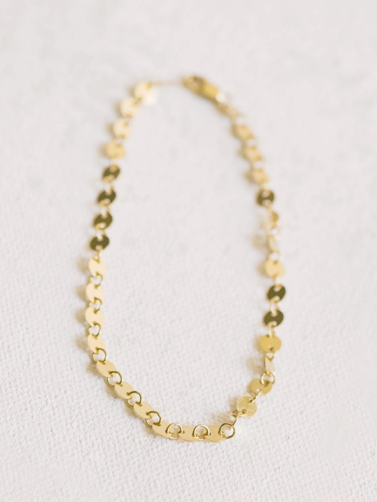 Gold Filled Priscilla Ma Sequin Disc Chain Bracelet 7 Inch Gf — image 2 of 6